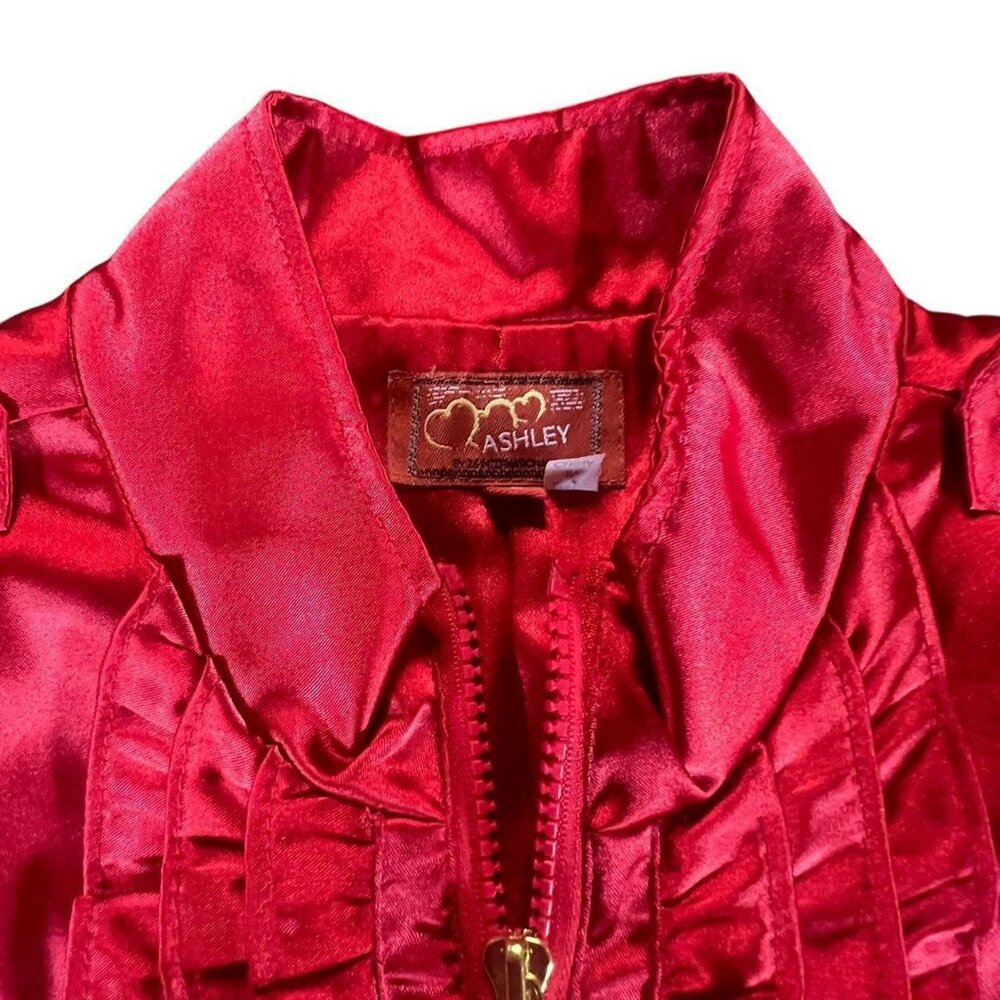 Y2K Ashley Red Ruffle Zip Up Jacket - Picture 7 of 8